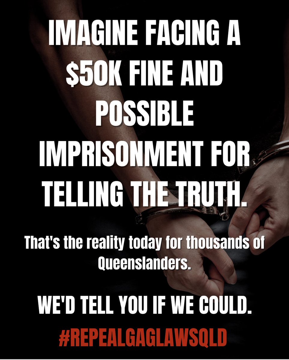 Nunnzilla's tweet image. There’s still time for QLDers to sign the parliamentary petition asking our government to repeal gag laws. 

parliament.qld.gov.au/Work-of-the-As…

Please support the right of every QLDer to tell their story without fear of retaliation or prosecution

#repealgaglawsqld 
#qldpol
#statecontrol