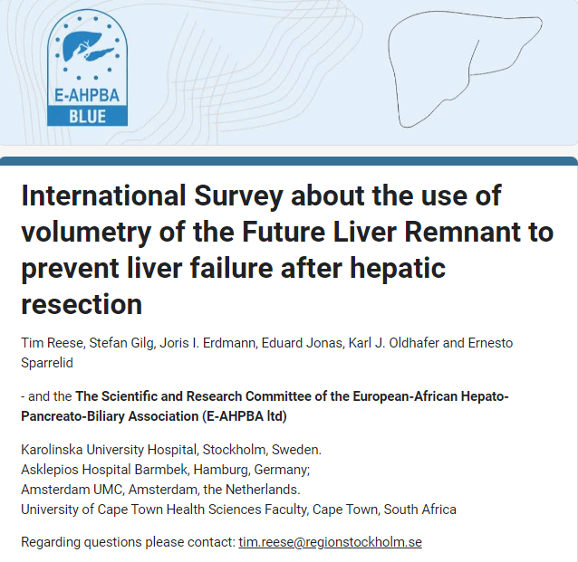 Ernesto Sparrelid (@sparrelid) on Twitter photo Please take the survey on the use of volumetry in liver surgery by our current international <a href="/HpbKarolinska/">Karolinska-HPB</a> fellow @TimTransplant endorsed by <a href="/EAHPBA/">E-AHPBA</a> Scientific and Research Committee
<a href="/KarolinskaUnsju/">Karolinska Univ.sjuk</a> <a href="/karolinskainst/">Karolinska Institutet</a> <a href="/hpb_so/">SoMe4HPB</a> @dr_gilgson <a href="/JorisE6/">Joris Erdmann</a> #PHLF
docs.google.com/forms/d/e/1FAI… Please take the survey on the use of volumetry in liver surgery by our current international <a href="/HpbKarolinska/">Karolinska-HPB</a> fellow @TimTransplant endorsed by <a href="/EAHPBA/">E-AHPBA</a> Scientific and Research Committee
<a href="/KarolinskaUnsju/">Karolinska Univ.sjuk</a> <a href="/karolinskainst/">Karolinska Institutet</a> <a href="/hpb_so/">SoMe4HPB</a> @dr_gilgson <a href="/JorisE6/">Joris Erdmann</a> #PHLF
docs.google.com/forms/d/e/1FAI…
