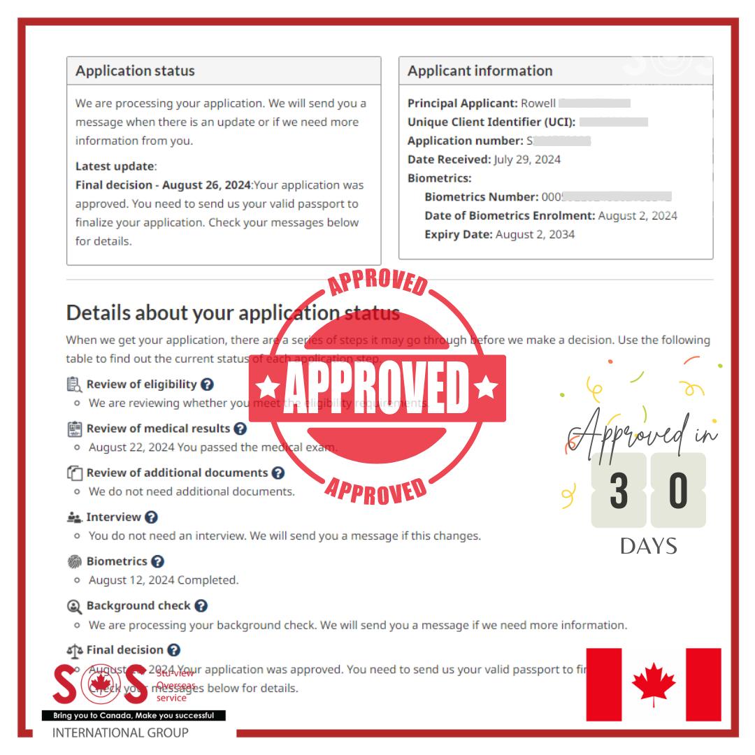 SOSPhilippines's tweet image. Congratulations Rowell on the approval of your study permit to Ontario, #Canada! 🇨🇦 

Visa Lodged: July 29, 2024
Visa Approval: August 27, 2024

#SOSCanadaPhilippineTeam #Senecapolytechnic #Clientsuccess #visaapproved #studyincanada #ontario
