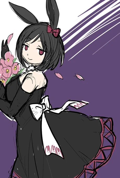 くろうさりこ、前髪の分け目とリボンの位置をうさりこと逆にしようかなと思って描いてみました