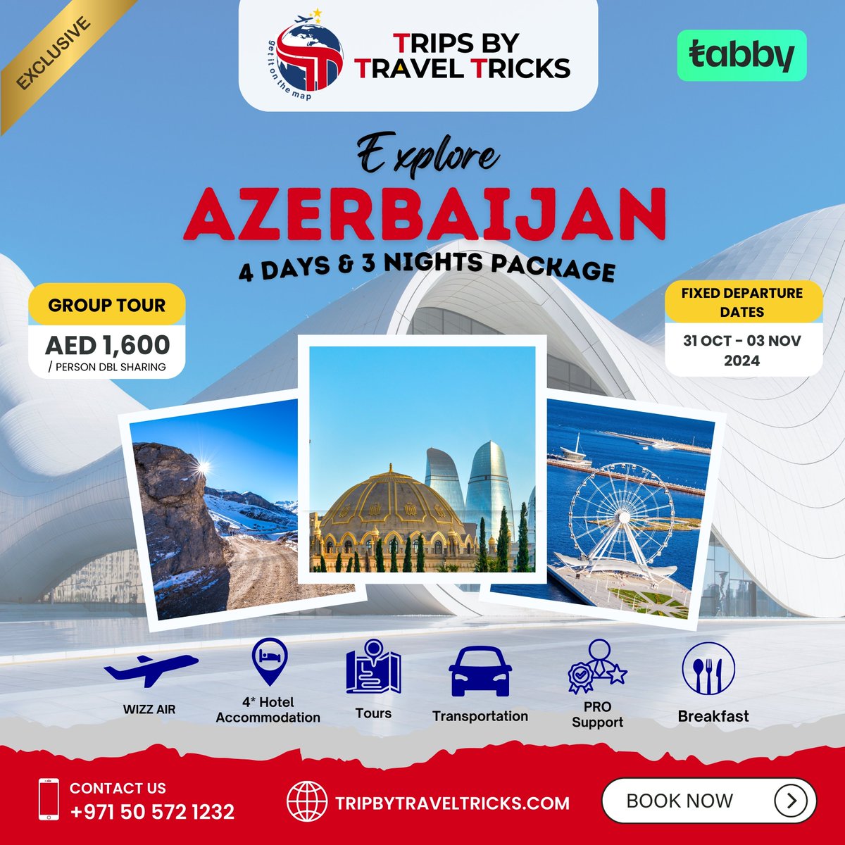 tripsbyTT's tweet photo. 🌍 Explore Azerbaijan with Us! 🌍
📞 Contact us at +971 50 572 1232
🌐 Visit https://t.co/vD5eK2F4KO for more details and bookings.

#TripsByTravelTricks #AzerbaijanTour #GroupTour #ExploreAzerbaijan #TravelDeals #AdventureAwaits #UAEtoAzerbaijan #TravelWithTabby https://t.co/h98rgduAVl