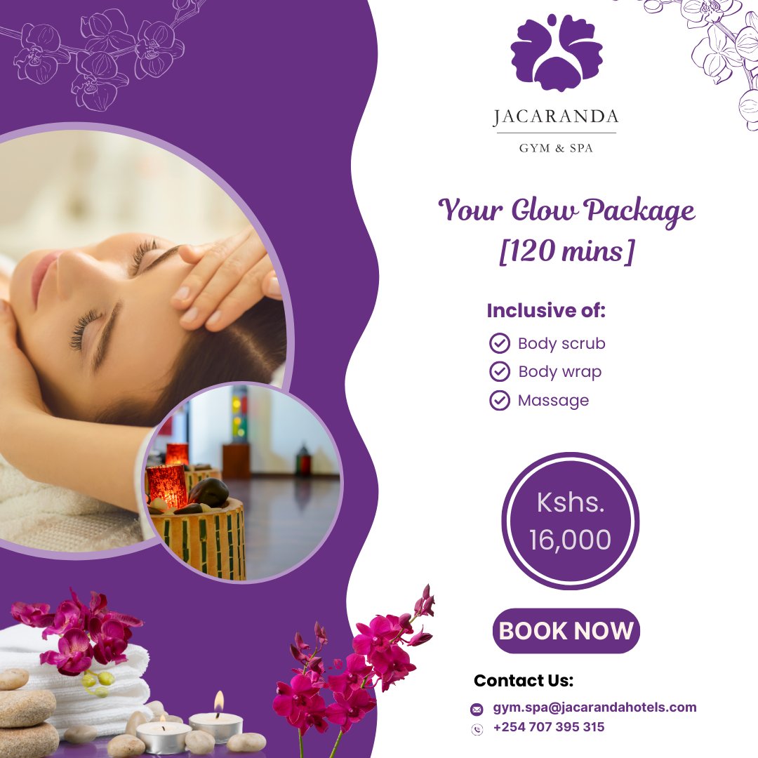 "Massage therapists are the unsung heroes of stress relief." Have you booked for your massage yet?... Our masseuse are professional, our location is ideal, our rates are pocket friendly and our doors are open.  Call;  +254 707 395 315 Email: gym.spa@jacarandahotels.com