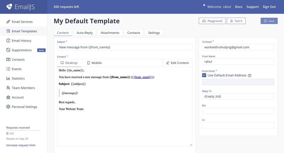 rahulmoreweb3's tweet image. Playing around with emailjs.