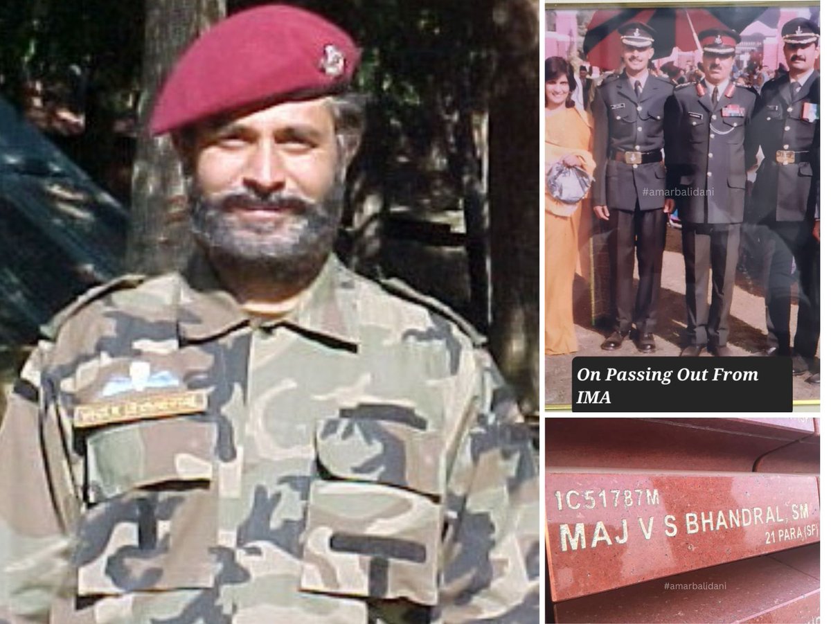 Jaishree_7's tweet photo. Remembering our Hero
The Legend among Waghnakhs
Maj Vivek Singh Bhandral
Sena Medal
21 Para SF
on his Balidan Diwas today
Kuky for his loved ones and Bhandu for those who served with him was an extremely down to earth and respectful person. He was an extremely calm person who once told Brig S S Shekhawat, then a Major that ‘There is no point in worrying, when your time to go will come, you will. Why worry about it now?’ Maj Bhandral’s bravery was beyond compare. His excellence was not only in combat. He had also performed exceedingly well in the Jt. Indo- US Special Forces Exercise, ‘Exercise Vajra Prahar’ held at Nahan. So much so that the visiting Special Forces officers had specifically mentioned Maj Vivek in their closing address appreciating his dedication, skills and professional acumen.
On 29th Aug’02, Maj. Vivek had received inputs about presence of militants in the hideouts of the jungles of Machal sector, Kupwara. When a contact was established, the terrorists escaped into the jungles and took refuge in a cave. The leading scout and the squad commander were injured in the process. Major Vivek quickly deployed his support group and closed in from the flank. Once he located the terrorists, without paying any heed to the risk, he closed in and lobbed a grenade. This resulted in killing of the terrorist as well as helped in evacuating the injured comrades. However, Maj Vivek suffered a fatal gunshot on his forehead and succumbed to his injuries.
Gone too soon but not forgotten.
#Amarbalidani