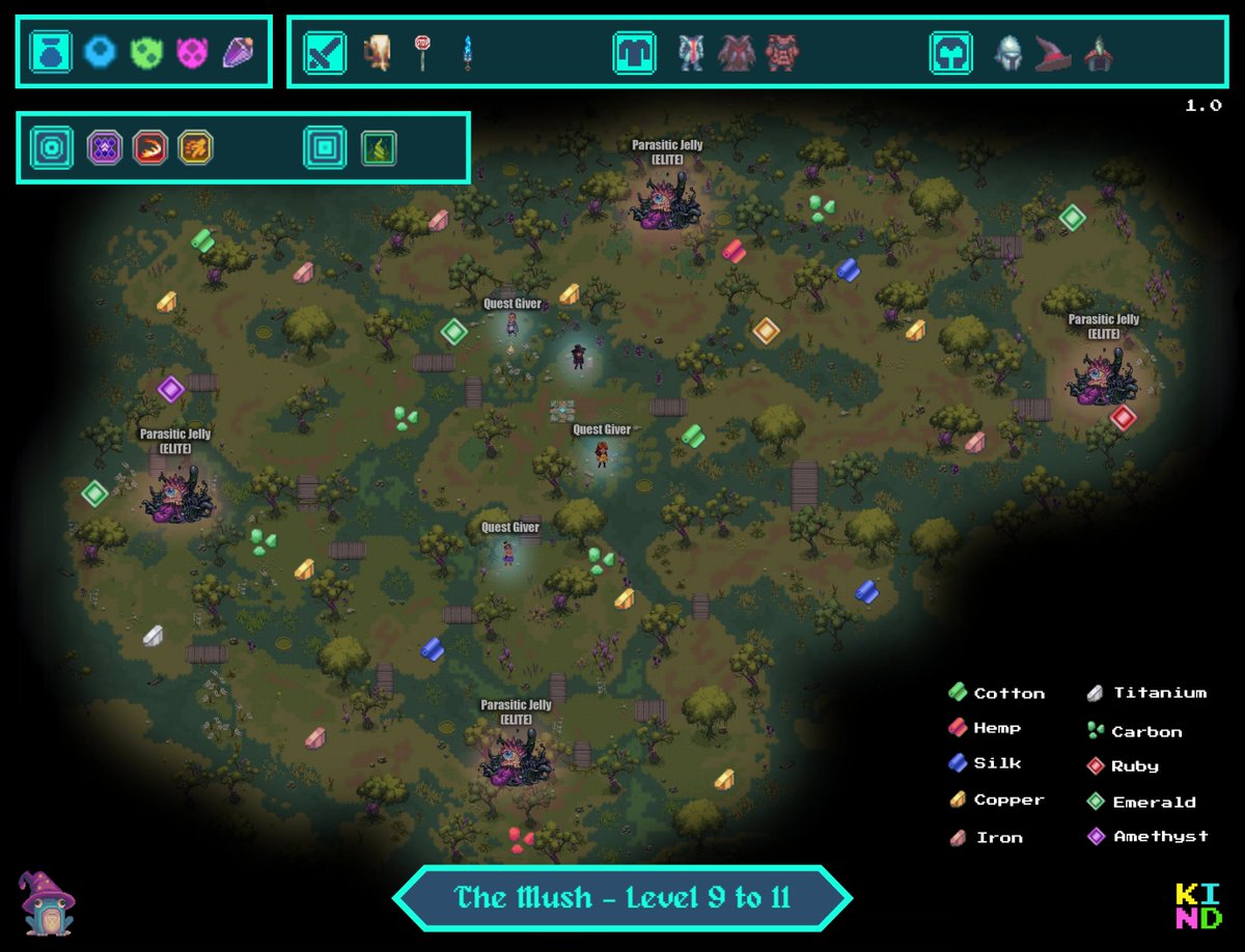 Kind_HQ's tweet photo. The ENCHANTED @RuniverseGame Map!🔥📜

-Materials / Bosses / Quests
-Gear drop
-Spell drop

🦠 The Mush - (4) 👇