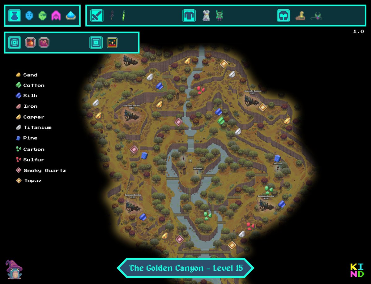 Kind_HQ's tweet photo. The MYSTICAL @RuniverseGame Map!🔥📜

-Materials / Bosses / Quests
-Gear drop
-Spell drop

💣 The Golden Canyon - (6) 👇