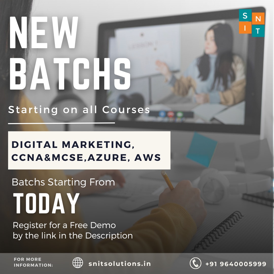 snit_training's tweet photo. New Batches Starting on all Courses 

Course:
Digital Marketing 
CCNA &amp; MCSE
Azure DevOps 
AWS DevOps 

Register with the following link for More Details: https://t.co/ir5LVicdIB

#digitalmarketing #ccna #mcse #azure #aws #coursetraining #snittraininginstitute https://t.co/gwx2u33JoZ