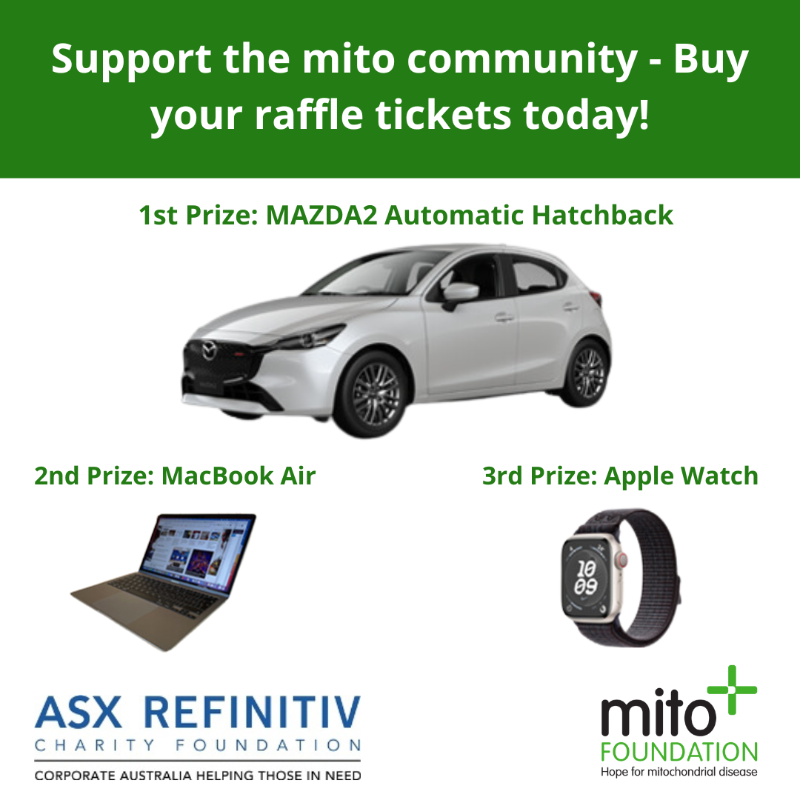 AusMito's tweet photo. 🎉 The ASX Refinitiv Charity Foundation raffle is live!
Buy a raffle ticket and support the mito community while also having a shot at winning incredible prizes.
🎟 Grab your tickets today! https://t.co/gqnMDkqX0h
#raffle #ASX #prizes #support #MitoCommunity