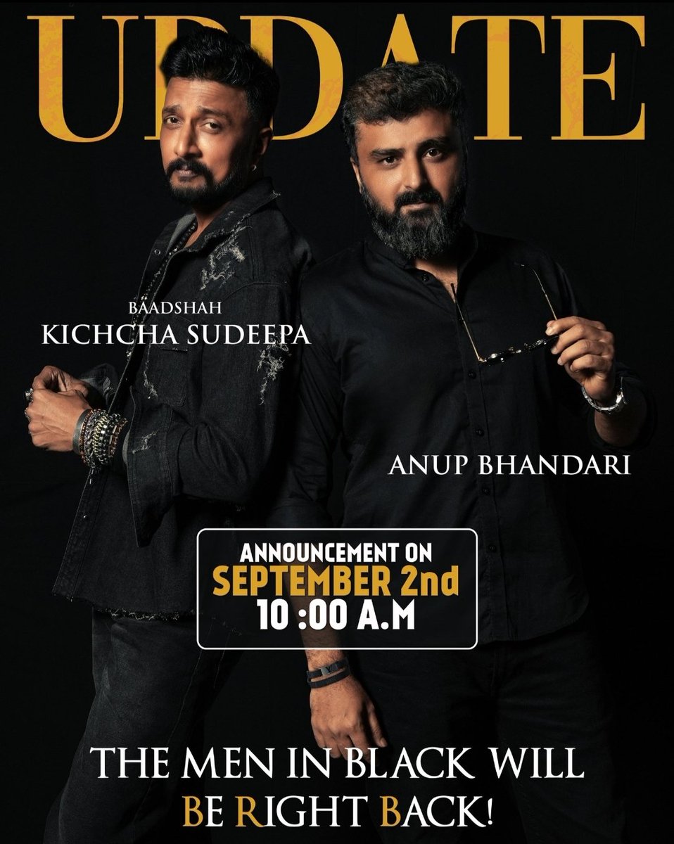 Hunterloki70's tweet photo. Be Ready Boys 
We Are Back #BRBTheMovie #BRBUpdateDay #SEP02 #MAXthemovie #KichchaSudeep https://t.co/n9AYOOj9Cm