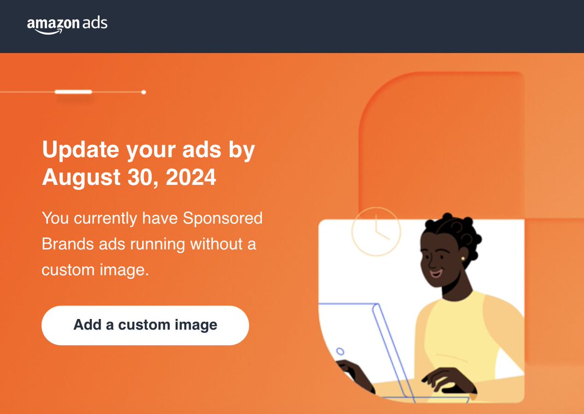 🚨 Attention Amazon Sellers: Tomorrow, August 30, Sponsored Brand ads without custom images will stop running. Update your campaigns now with a lifestyle image to keep them active. Use AI-generated images, Shutterstock, or bulk-update options!

#AmazonSellers #Ecommerce