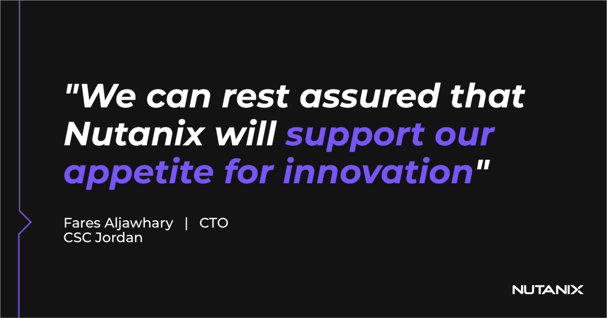 Are there any tasks your employees dread doing? For <a href="/csc_jordan/">CSC_Jordan</a>, it was server migration. We're so pleased that Nutanix could simplify this task! 🌟

Full article: bit.ly/453wSgb

#Nutanix #CSCJordan #NutanixStories