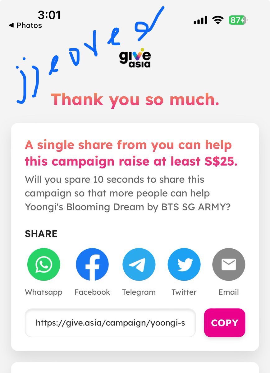 iamjjeoreo's tweet photo. Just donated, hope more SGarmys from SUGAPORE will join in this worthwhile cause. 

https://t.co/VLRb8Hrq8o Yoongi's Blooming Dream by BTS SG ARMY 

#SUGAPORE #SGARMY https://t.co/X4Jzoluz7S