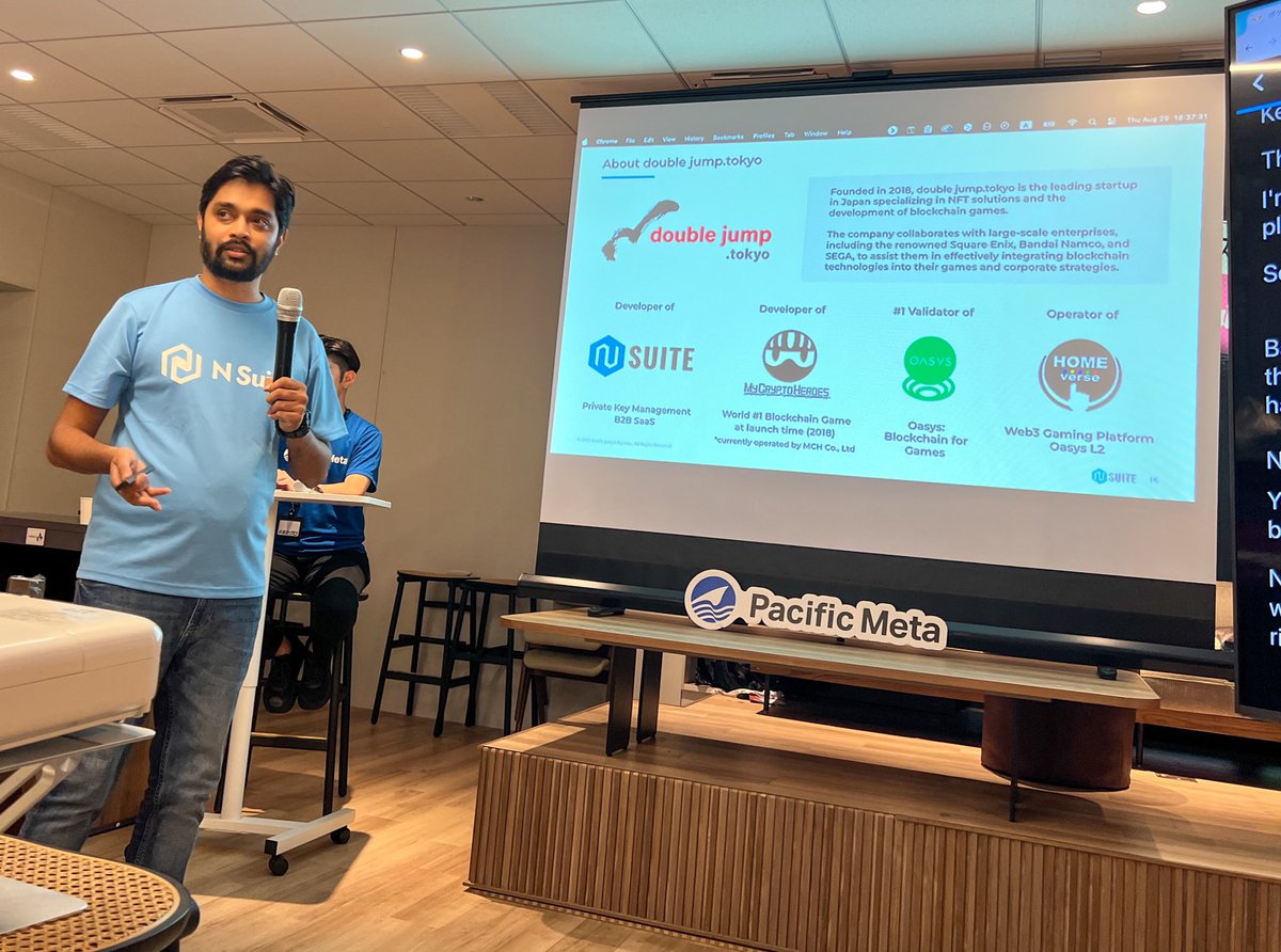 nsuite_en's tweet image. Partnership Lead @HarshSanklesha sharing insights about Private Key Management at @PacificMeta&apos;s side event 💡

Thanks for having us!