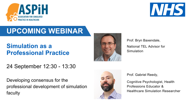 On 24 September the #TEL Becoming Simulation Faculty Programme will be presenting a webinar ‘Simulation as a Professional Practice – Developing consensus for the professional development of simulation faculty’. Register for your place today: shorturl.at/slRe0 <a href="/ASPiHUK/">ASPiH</a>