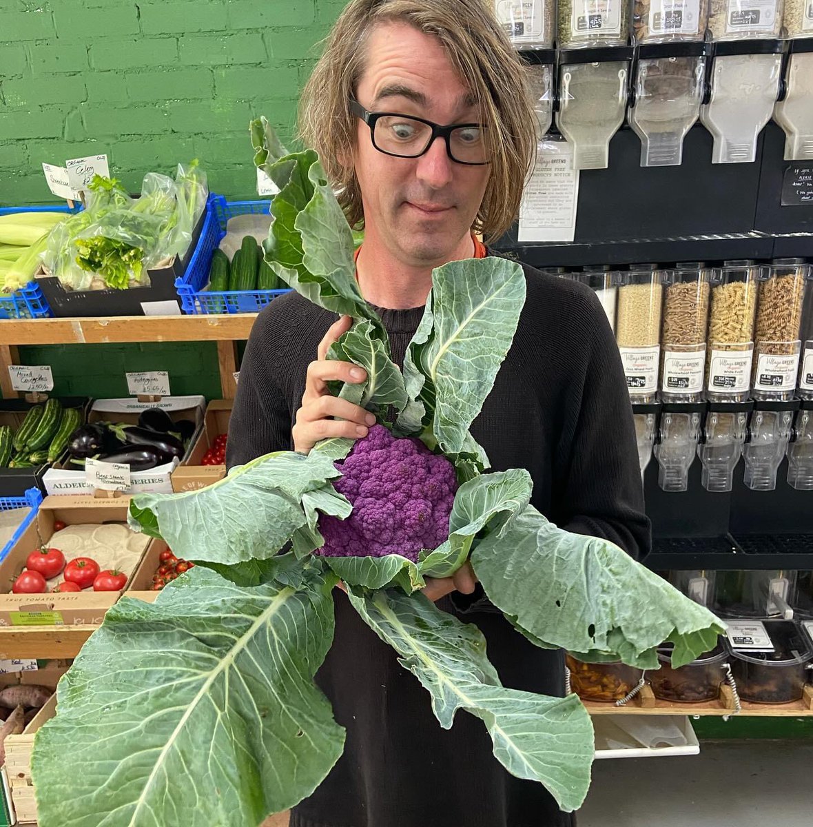 Chris can’t believe his eyes! Look at the size of these stunning beauties from <a href="/OrganicNorth/">Organic North</a> in this week’s delivery. 

#organic #vegan #vegetarian #communitycooperative #prestwichvillage #villagegreens