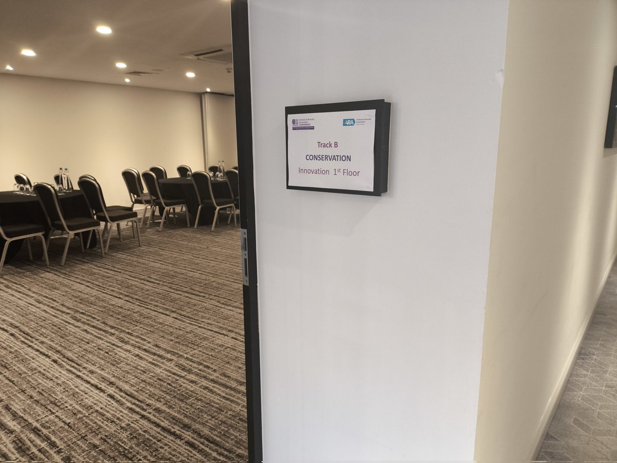 This morning in the Conservation stream: 'On, off and onwards' with 
<a href="/wyorksarchives/">West Yorkshire Archive Service</a>; 'Designing A Resource Efficient Environment for the Museum Store' by <a href="/MoDAMuseum/">The Museum of Domestic Design & Architecture</a> and 'Introducing the Collections Care Toolkit for ARA members' with <a href="/natlibscot/">National Library of Scotland</a> 🎉