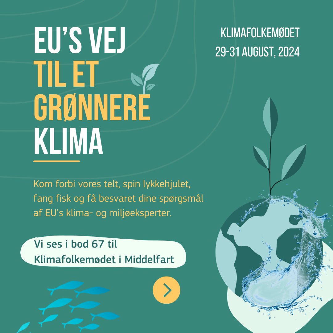 🌊  Se ind i Europas grønne fremtid til @klimafolkem 🌱

🎙️Klimaforandringerne eskalerer. Skal vi tage en ny tilgang til klimakrisen? 

Kom til debat kl. 12 med Niels Ladefoged, Generaldirektoratet for Energi, <a href="/nadia_g_c/">Nadia Gullestrup</a>, <a href="/SofieWinge/">Sofie Winge-petersen</a>, <a href="/Gaia_ung/">Gaia - Unge for et Grønt Erhvervsliv</a>, Jeanette Andersen, <a href="/ungeklimaraad/">Ungeklimarådet</a>