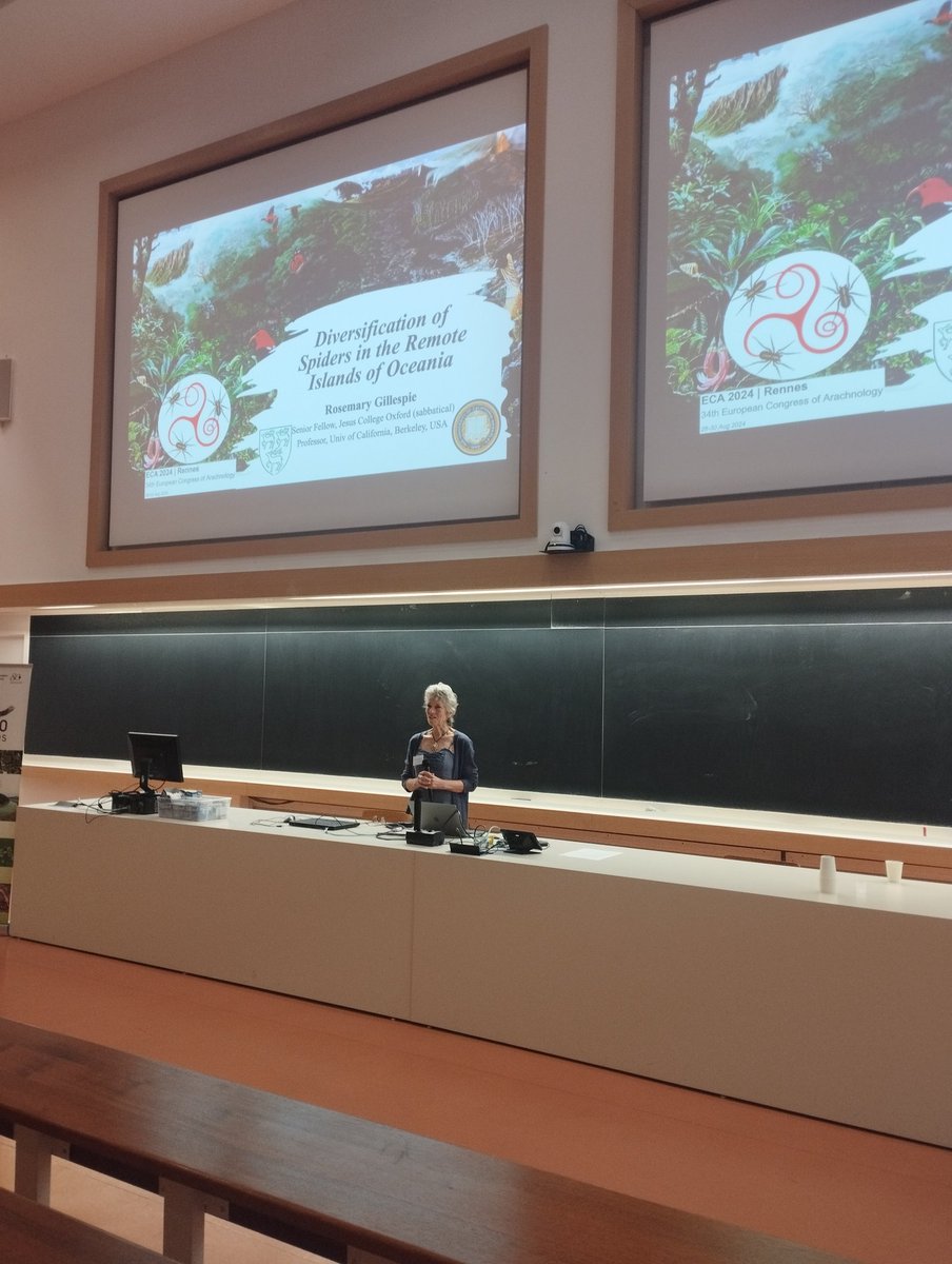 On this 5th and penultimate day of congress, we are more than happy to listen to the plenary talk of Rosemary Gillespie about her work Diversification of Spiders on the remote Islands of Oceania @ESArachnology #eca2024