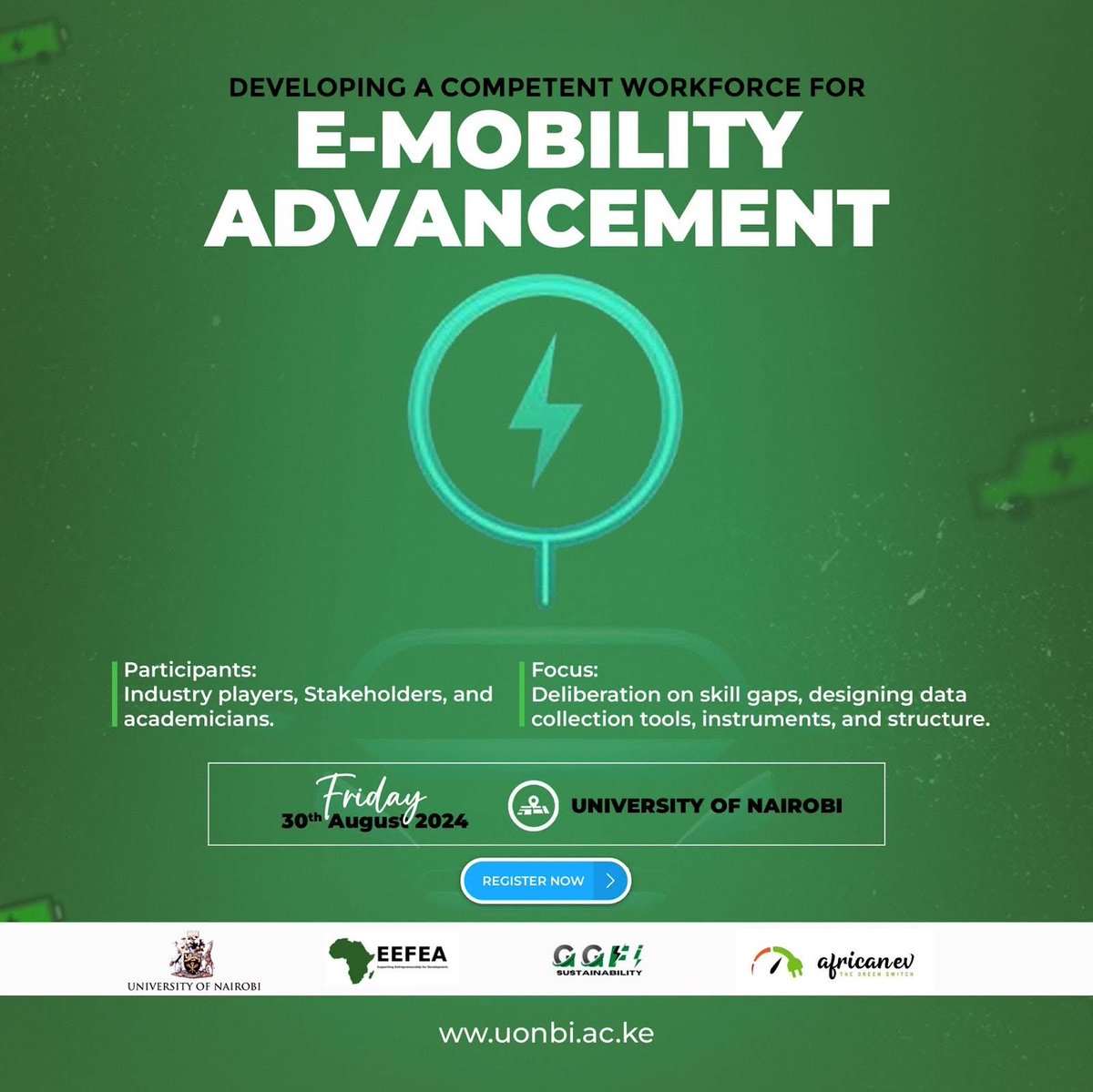 Watu_Kenya's tweet photo. We are excited to join the E-Mobility Advancement Workshop at @uonbi on August 30th!

Our Head of Finance, Steve Onyango, will participate in and discuss the e-mobility landscape and our role as Watu.

#Watu4Watu #EMobility https://t.co/yHuFWeTRep
