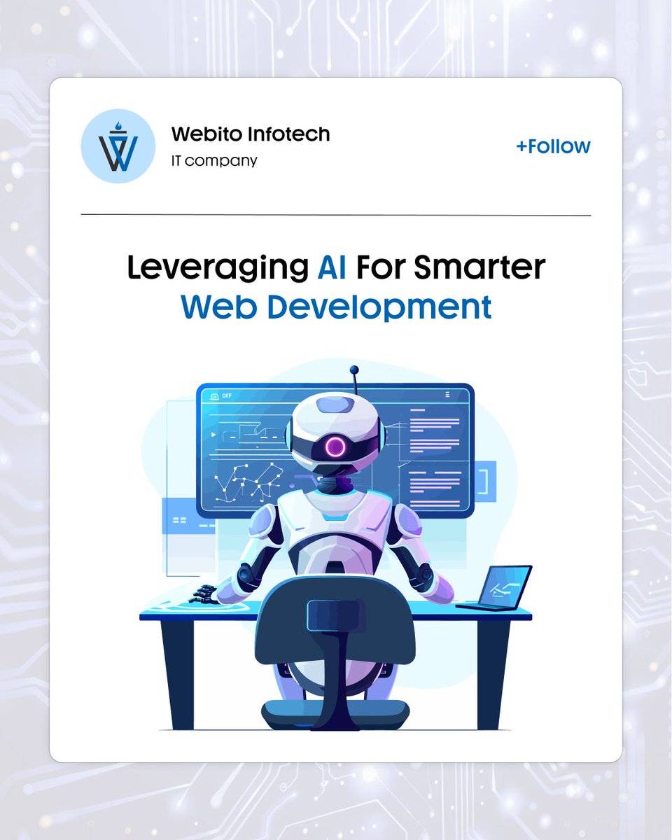 WebitoAI's tweet image. 🤖 LEVERAGING AI FOR SMARTER WEB DEVELOPMENT 🚀
Harness the power of AI to revolutionize your web development process. From automated testing to personalized user experiences, AI brings efficiency and innovation to the forefront.
#AIinWebDev #SmartDevelopment #TechInnovation
