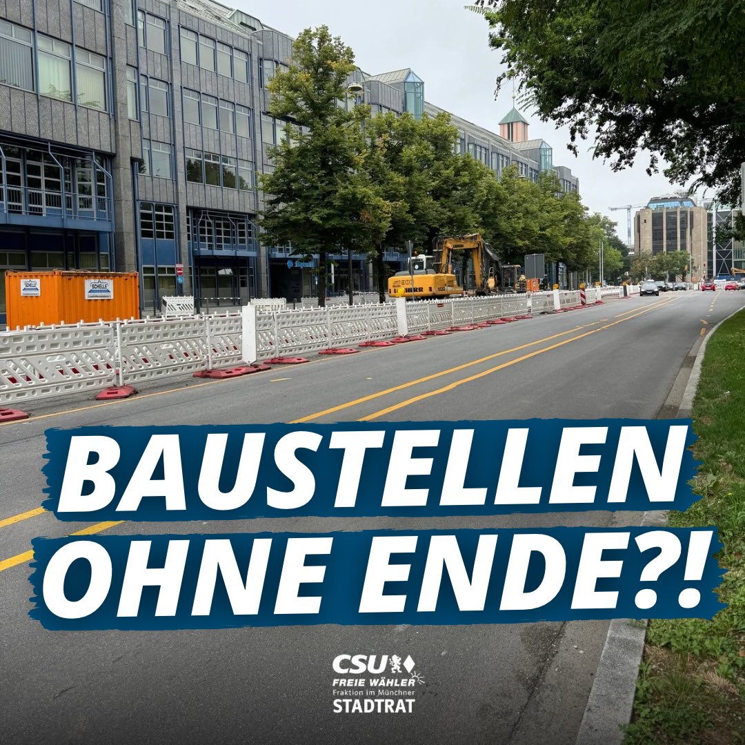 CSU-FW-Fraktion im Münchner Stadtrat (@csuimrathaus) on Twitter photo In #München gibt es derzeit zahlreiche #Baustellen, die den Verkehr ausbremsen und für #Stau sorgen. Wir haken jetzt nach, warum es bei vielen dieser Projekte nicht oder nur sehr langsam vorangeht und fordern, die Fertigstellung dieser Baustellen zu beschleunigen. In #München gibt es derzeit zahlreiche #Baustellen, die den Verkehr ausbremsen und für #Stau sorgen. Wir haken jetzt nach, warum es bei vielen dieser Projekte nicht oder nur sehr langsam vorangeht und fordern, die Fertigstellung dieser Baustellen zu beschleunigen.