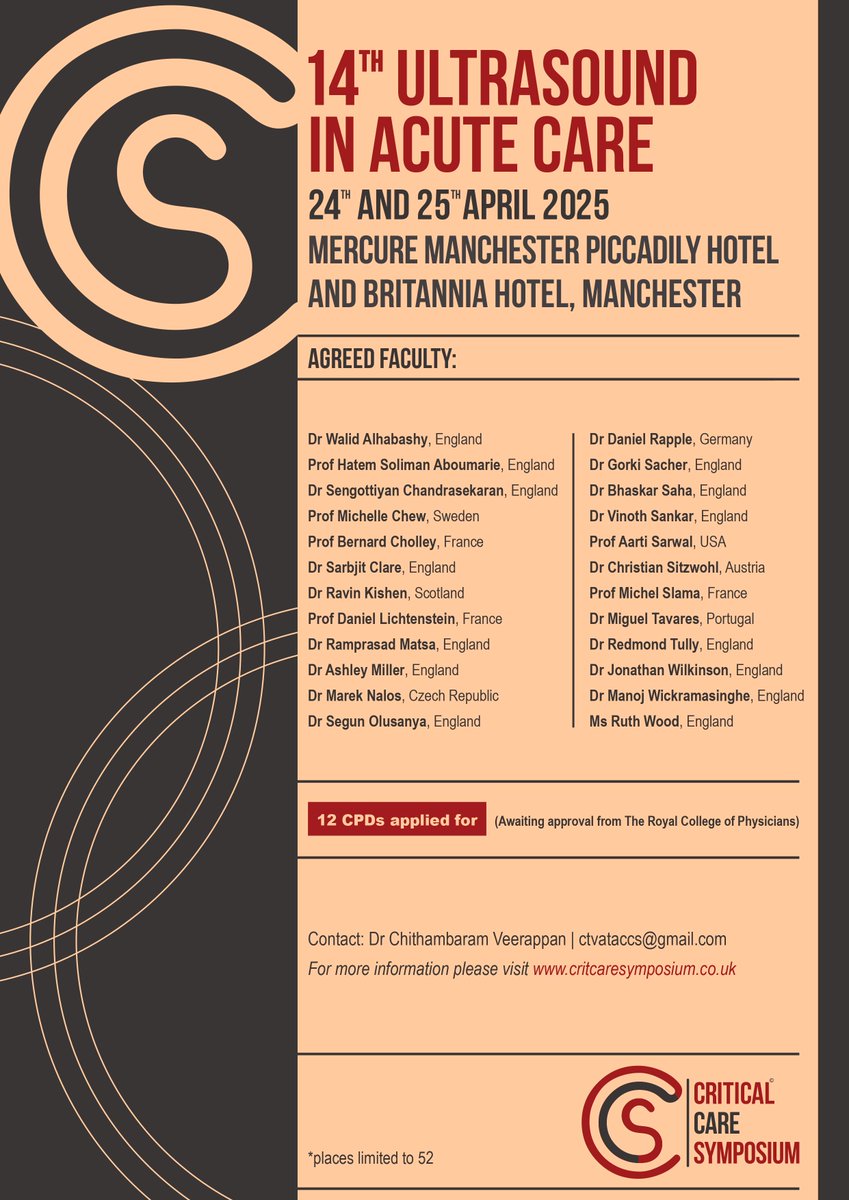 veerappan (@veerappan91050) on Twitter photo ACCS is on its 21st year and the UAC on its 14th. Come and join the best educational meeting in the northwest.
Programme an online registration details in mid October.
<a href="/iceman_ex/">Segun Olusanya (He/Him) iceman_ex@critcare.social</a> <a href="/FICMNews/">FICMNews</a> <a href="/RCoANews/">Royal College of Anaesthetists</a> <a href="/RCollEM/">Royal College of Emergency Medicine</a> <a href="/MFT_CSS/">MFT_CSS</a> <a href="/CMCCN_ODN/">Cheshire and Mersey Critical Care Network</a> <a href="/KingsCritCare/">King's Critical Care</a> <a href="/NHSBartsHealth/">Barts Health</a> <a href="/FreseniusKabi/">Fresenius Kabi</a> ACCS is on its 21st year and the UAC on its 14th. Come and join the best educational meeting in the northwest.
Programme an online registration details in mid October.
<a href="/iceman_ex/">Segun Olusanya (He/Him) iceman_ex@critcare.social</a> <a href="/FICMNews/">FICMNews</a> <a href="/RCoANews/">Royal College of Anaesthetists</a> <a href="/RCollEM/">Royal College of Emergency Medicine</a> <a href="/MFT_CSS/">MFT_CSS</a> <a href="/CMCCN_ODN/">Cheshire and Mersey Critical Care Network</a> <a href="/KingsCritCare/">King's Critical Care</a> <a href="/NHSBartsHealth/">Barts Health</a> <a href="/FreseniusKabi/">Fresenius Kabi</a>