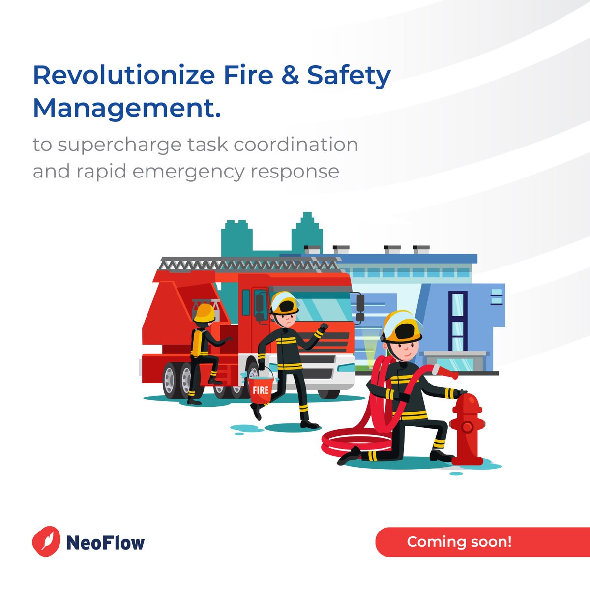 Neoflow_FSM's tweet image. Get ready to elevate your fire and safety game! 🚒 NeoFlow is coming soon to redefine how you manage tasks and deploy services with speed and precision🔥 

Launching soon!

#NeoFlow #FireSafety #TaskManagement #EmergencyResponse #Innovation