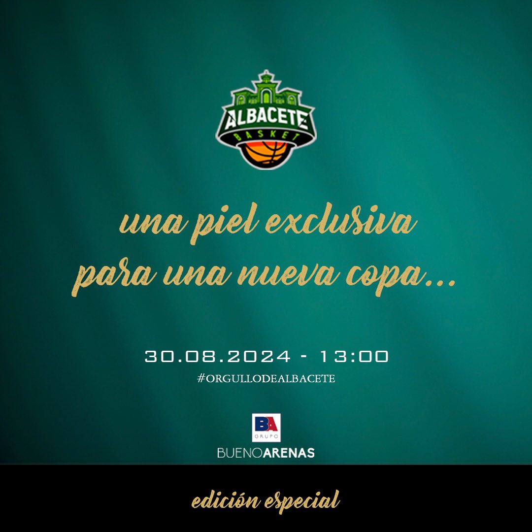 AlbaceteBasket's tweet photo. 𝟯𝟬/𝟬𝟴/𝟮𝟬𝟮𝟰 • 𝟭𝟯:𝟬𝟬
#OrgullodeALBACETE https://t.co/05b8GTxszu