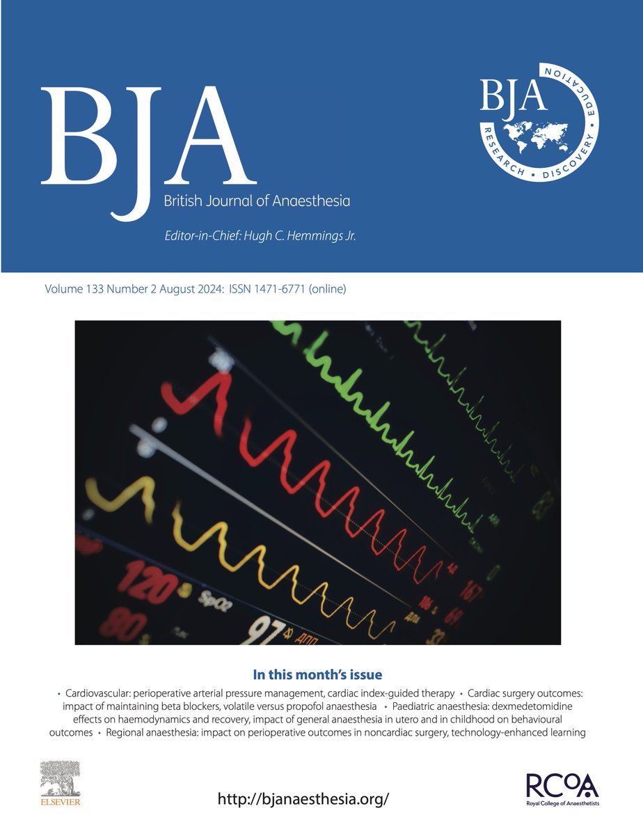 British Journal of Anaesthesia (@bjajournals) on Twitter photo Minimal intraoperative blood pressure threshold and postoperative outcomes. New correspondence by D'Amico et al #bloodpressure #hypotension #anaesthesia
bjanaesthesia.org/article/S0007-… Minimal intraoperative blood pressure threshold and postoperative outcomes. New correspondence by D'Amico et al #bloodpressure #hypotension #anaesthesia
bjanaesthesia.org/article/S0007-…