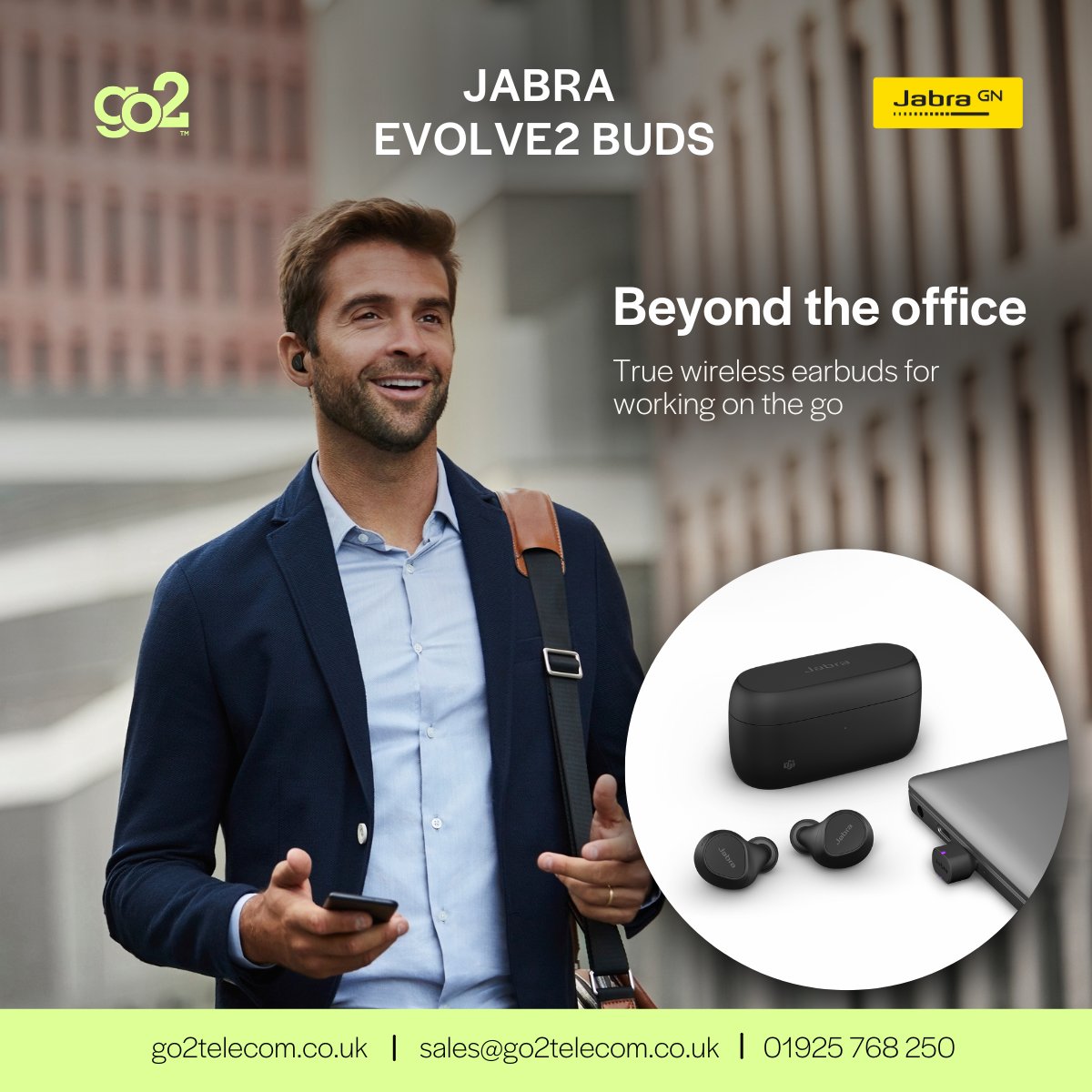 go2telecom's tweet photo. True wireless ear buds for working on the go!! Jabra Evolve2 buds available at @go2telecom.  Contact the team on 01925 768 250 or visit our website on https://t.co/ek12tQiv8S 
#Jabra #Audio #Hybrid #ANC https://t.co/E04cMNA42l