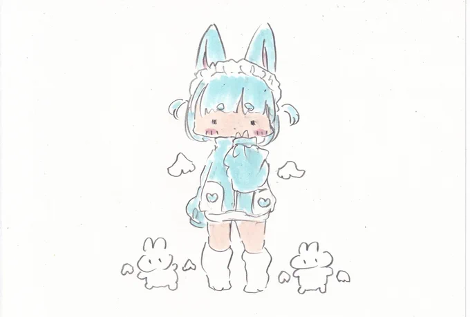 ぴぃす。#イラスト #女の子イラスト #ケモミミ #天使 #うさぎ 