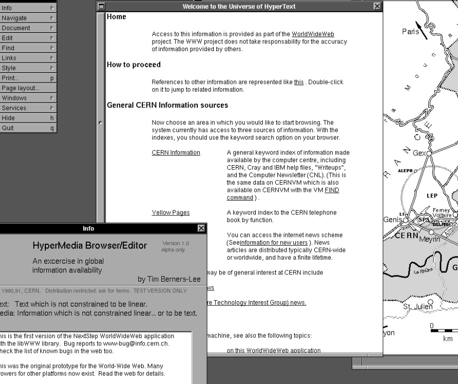 CERN's tweet photo. Where the Web was born…
#CERN70 – Part 15

#ThrowbackThursday to 1989, when Tim Berners-Lee, a young scientist working #atCERN, wrote a proposal for an information management system based on the Internet.

At the time, few people really understood the significance of his seemingly abstract idea. Luckily, his supervisor and a few colleagues had the foresight to let him work on an invention that would change the world.

Here we see:
1) Tim Berners-Lee (right), Robert Cailliau (left) and Nicola Pellow (top right), internet pioneers at the birth of the WWW (1993)
2) A screenshot of the first Web browser (1990)
3) The first page of Tim Berners-Lee's proposal for the World Wide Web in March (1989)

Find out more: https://t.co/RzJlyofokO