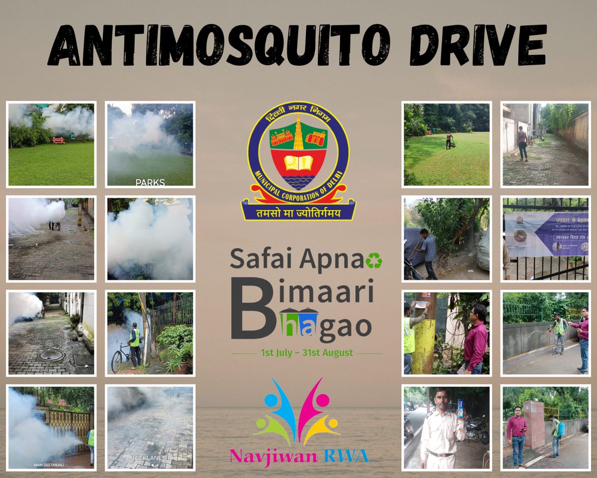 Under guidance of <a href="/DCSOUTHZONE/">Deputy Commissioner,South Zone</a> Sh Kumar Abhishek, IAS-DHO, Dr Sinha with Navjiwan RWA held intensive antimosquito drive - Fogging, spray, grass mowing, cleaning, awareness, repellant distribution #SafaiApnaoBimaariBhagao
<a href="/SwachhBharatGov/">Swachh Bharat Urban</a>
<a href="/LtGovDelhi/">LG Delhi</a>
<a href="/OberoiShelly/">Dr. Shelly Oberoi</a>
<a href="/AshwaniKumar_92/">Ashwani Kumar</a>