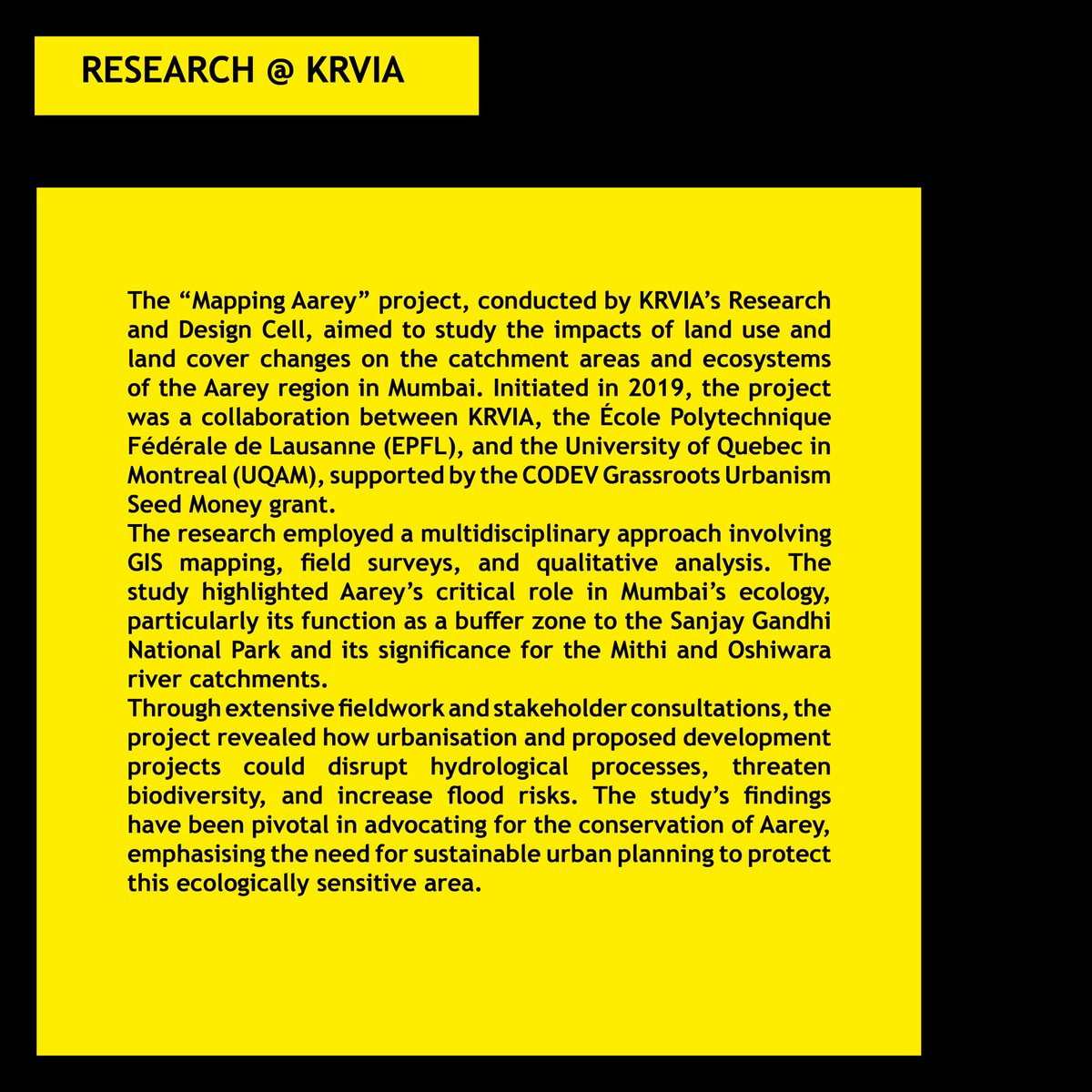 KrviaNews's tweet image. KRVIA Research and Development Cell  
Mapping Aarey

#krvia #krviaresearch #krviamasters #postgraduatestudies #urbandesign #urbanconservation #researchtimeline #designcell #mumbaicity #urbanstudies #urbanism #contextinquiry
