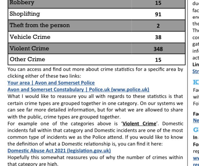 Lorraine Heath (@lorrainemheath) on Twitter photo I find this explanation of local violent crime stats by <a href="/ASPolice/">Avon and Somerset Police</a> worrying & offensive. As if violence in the home is more trivial somehow. Large amounts of domestic violence in crime stats is not reassuring but a reflection that (mostly) women are not even safe at home I find this explanation of local violent crime stats by <a href="/ASPolice/">Avon and Somerset Police</a> worrying & offensive. As if violence in the home is more trivial somehow. Large amounts of domestic violence in crime stats is not reassuring but a reflection that (mostly) women are not even safe at home