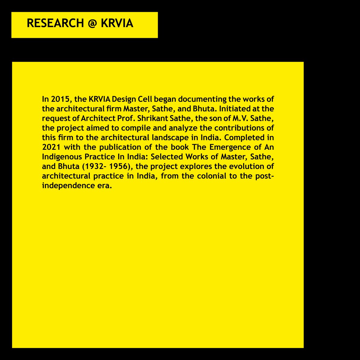 KrviaNews's tweet image. KRVIA Research and Development Cell  
Documenting the works of Master, Sathe and Bhuta 

#krvia #krviaresearch #krviamasters #postgraduatestudies #urbandesign #urbanconservation #researchtimeline #designcell #mumbaicity #urbanstudies #urbanism #contextinquiry