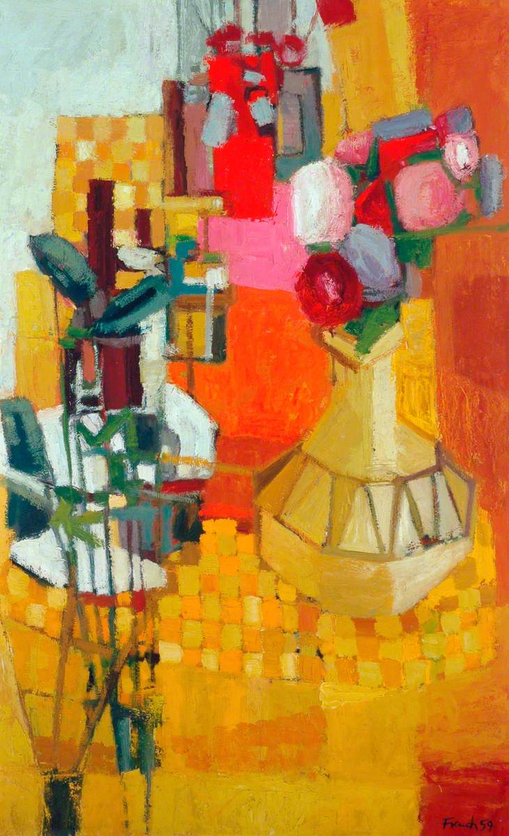 Brightening up your timeline with a massive pop of colour for this week's <a href="/artukdotorg/">Art UK</a> #OnlineArtExchange on still life, celebrating The Shape of Things: Still Life in Britain <a href="/PallantGallery/">Pallant House Gallery</a> 🧡
.
.
.
Studio Still Life | Gerald French <a href="/HepworthGallery/">The Hepworth Wakefield</a>