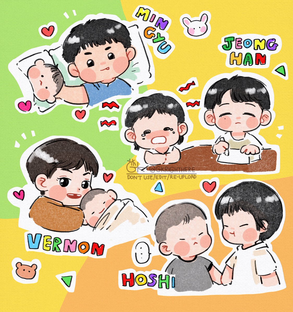 gkrighthere's tweet photo. 👶🏻👶🏻👶🏻👶🏻

#mingyu #jeonghan
#vernon #hoshi https://t.co/yX9VJxjKh0