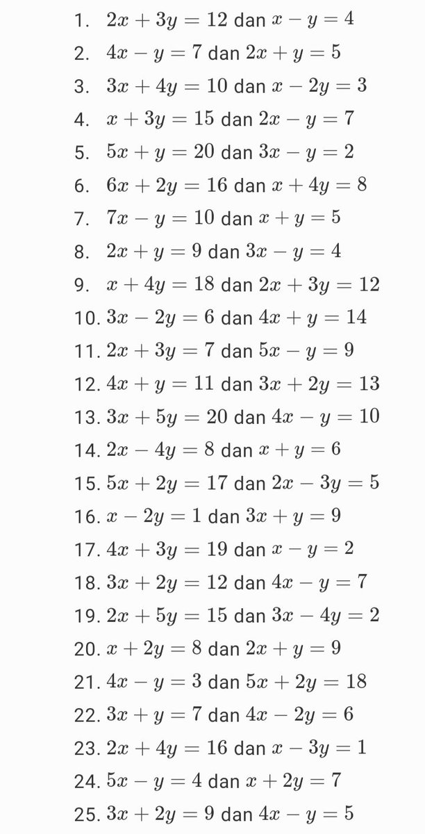 fairysenduka's tweet photo. ˖⋆࿐໋ ✦۟    ࣭   ⊹ㅤ𝜗𝜚 100 latihan soal spldv. ( matdas )

#studytwt #AMBISVERSE #snbt2025 https://t.co/uXunAB8FAS