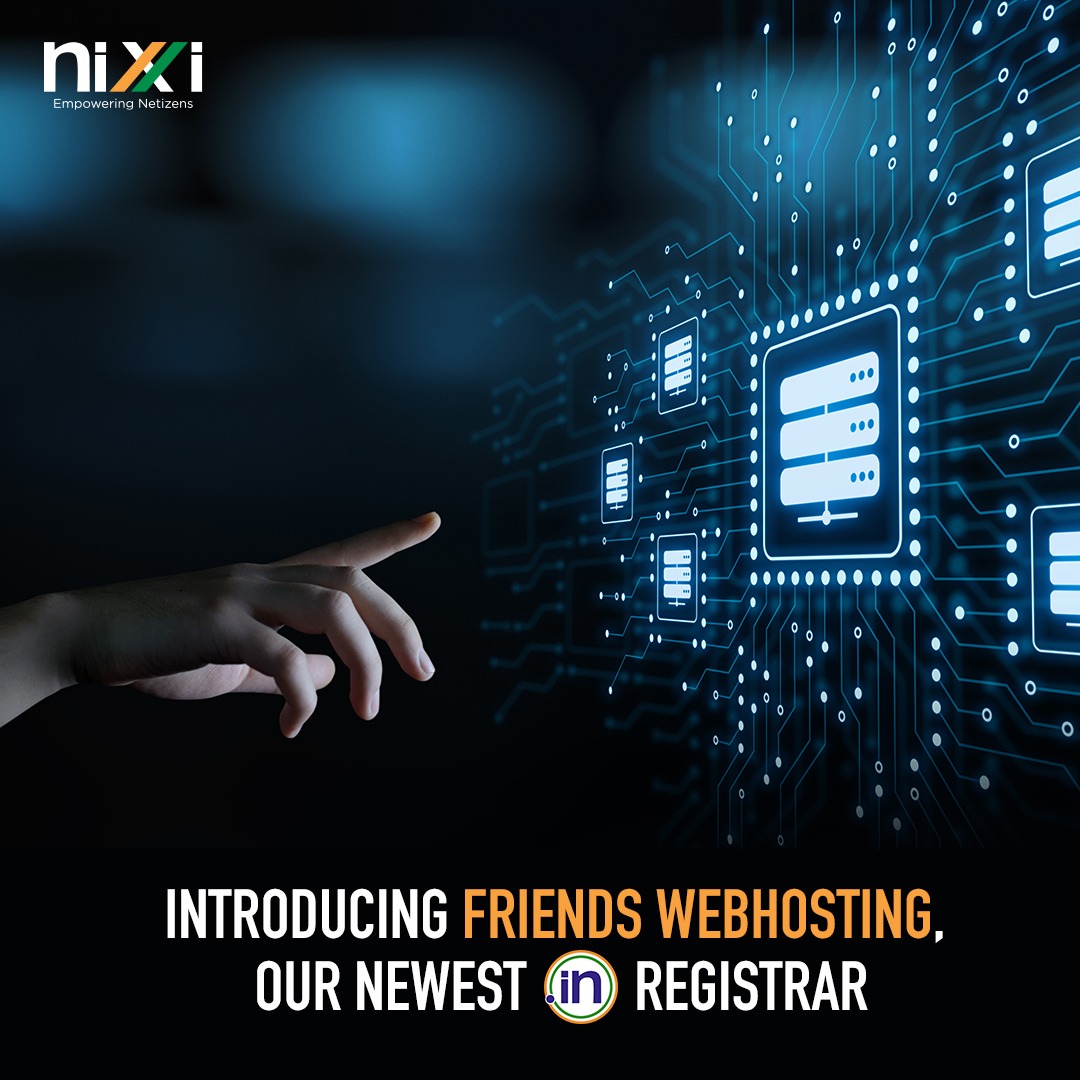 inregistry's tweet photo. NIXI is proud to welcome Friends Webhosting as our new .IN registrar. This addition is a significant step towards strengthening our digital ecosystem and fostering innovation.
#NIXI #InnovationUnleashed #ExpansionJourney #DotIN #lamIN #INRegistry #NIXI #Onboarding https://t.co/9tfJnmreOK