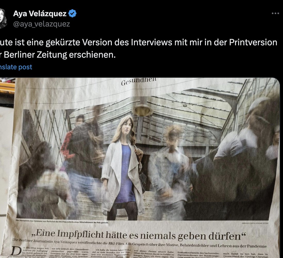 Und hier klaut " <a href="/aya_velazquez/">Aya Velázquez</a> " vom <a href="/Tagesspiegel/">Tagesspiegel</a> Liebe <a href="/BirgitHerden/">Birgit Herden</a> ,lieber <a href="/LorenzMaroldt/">Lorenz Maroldt</a> x.com/aya_velazquez/… Wer als Medium solchen Inhalteklau toleriert, kann eigentlich gleich die Bürotür final von außen abschließen. Die Leute sehen ja, dass es keine Konsequenzen hat