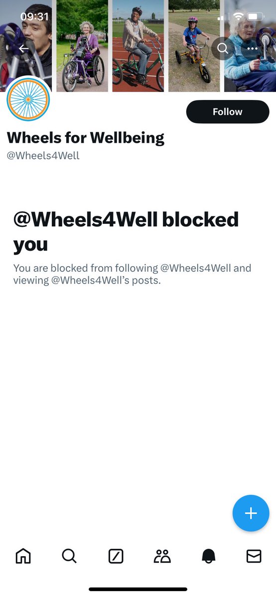 wonderfullyarty's tweet photo. Oh dear @flickhwilliams @LRichieScott @MikScarlet @SocEnvJustice Look what’s happened, seems a ‘inclusive’ cycling org has blocked me for asking about #EcoExclusion #EcoAbleism ‘wheels for wellbeing’ but not for ND disabled woman like me who ask for #EcoEquality 🤯#EcoSilenced https://t.co/cfBi0vUC2V