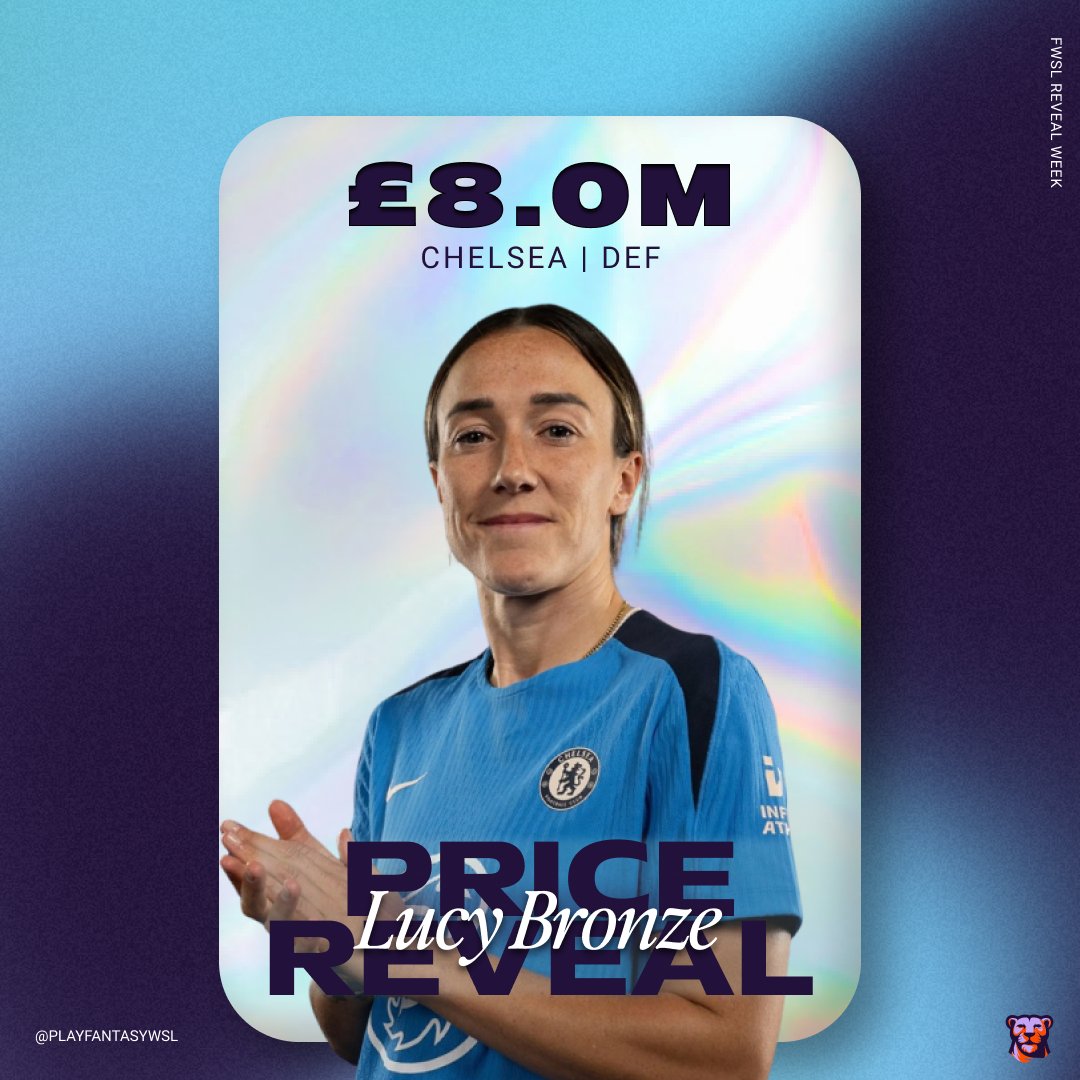 aerialfantasy's tweet photo. ICYMI ✨Price Reveal — Lucy Bronze! #FWSLRevealWeek #FantasyWSL https://t.co/vZOPKDqdnn
