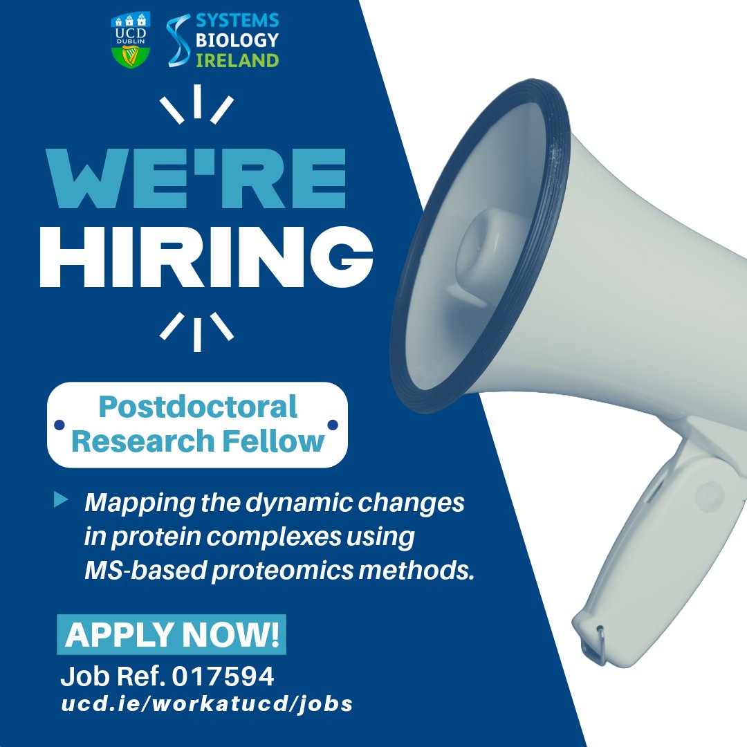 Systems Biology Ire (@sysbioire) on Twitter photo Postdoc Role in Kolch Group - Deadline extended to 16 September!
For full job description or to apply, visit the Work at UCD website and search Job. Ref. 017594
📢Spread the word!
ucd.ie/workatucd/jobs/
#massspec #drugresistance #proteomics #researchcareers <a href="/UCDMedicine/">UCD Medicine</a> Postdoc Role in Kolch Group - Deadline extended to 16 September!
For full job description or to apply, visit the Work at UCD website and search Job. Ref. 017594
📢Spread the word!
ucd.ie/workatucd/jobs/
#massspec #drugresistance #proteomics #researchcareers <a href="/UCDMedicine/">UCD Medicine</a>