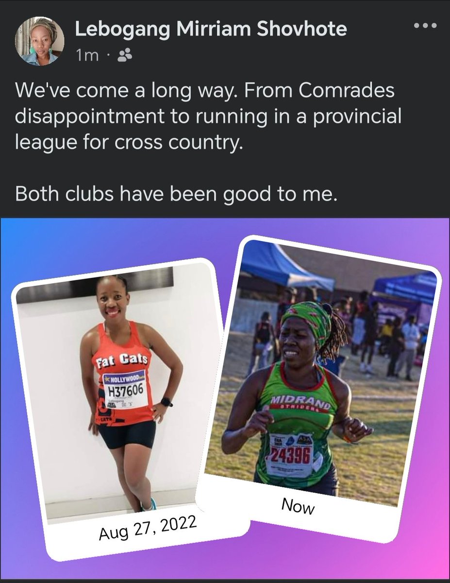 LeMiSho2025's tweet photo. What a throwback! What a journey.
Regardless of the colors, a runner I shall remain.

#TrapnLos
#FetchYourBody2024
#RunningWithTumiSole
#90dayswithoutsugar
#MorviteGang
#RunningTeacher https://t.co/UyODNx1Lt7