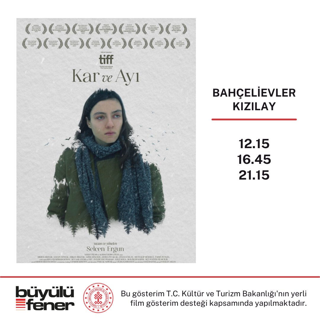 Kendisini adım adım su yüzüne çıkan erk ilişkilerinin, sır ortaklıklarının ve şüphenin içinde bulan genç bir hemşirenin yanında bulan “Kar ve Ayı” kaçıranlar ve yeniden izlemek isteyenler için şimdi #BüyülüFener’de!

<a href="/TCKulturTurizm/">T.C. Kültür ve Turizm Bakanlığı</a> <a href="/SinemaGenelMd/">Sinema Genel Müdürlüğü</a>