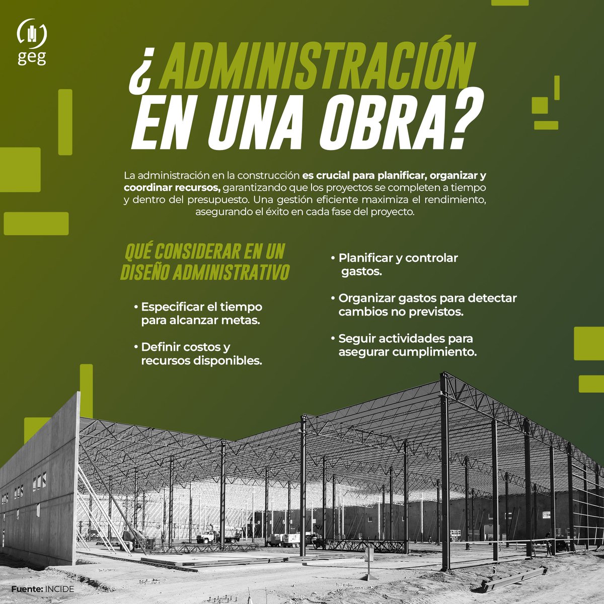 ¿Sabes qué considerar a la hora de un diseño administrativo de una obra ?

#construcción #administración #planificación #costos #metas