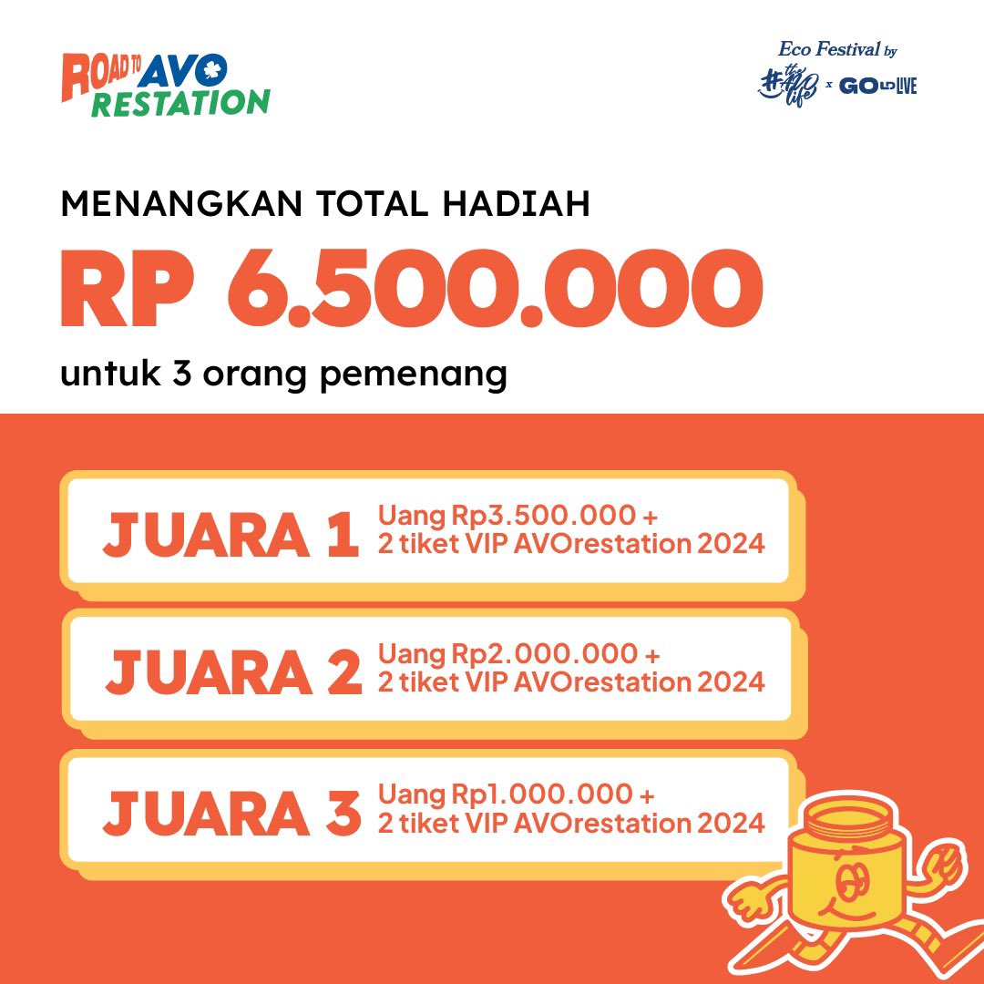 avorestation's tweet photo. Yang ditunggu-tunggu kalau ikutan competition apa???

Hadiahnya lahhh 💸💸💸
Ayoo daftar sekarang, daripada nyesel kemudian 👀
#AVOrestation #AVOrestation2024 https://t.co/zJFjfvYA4e