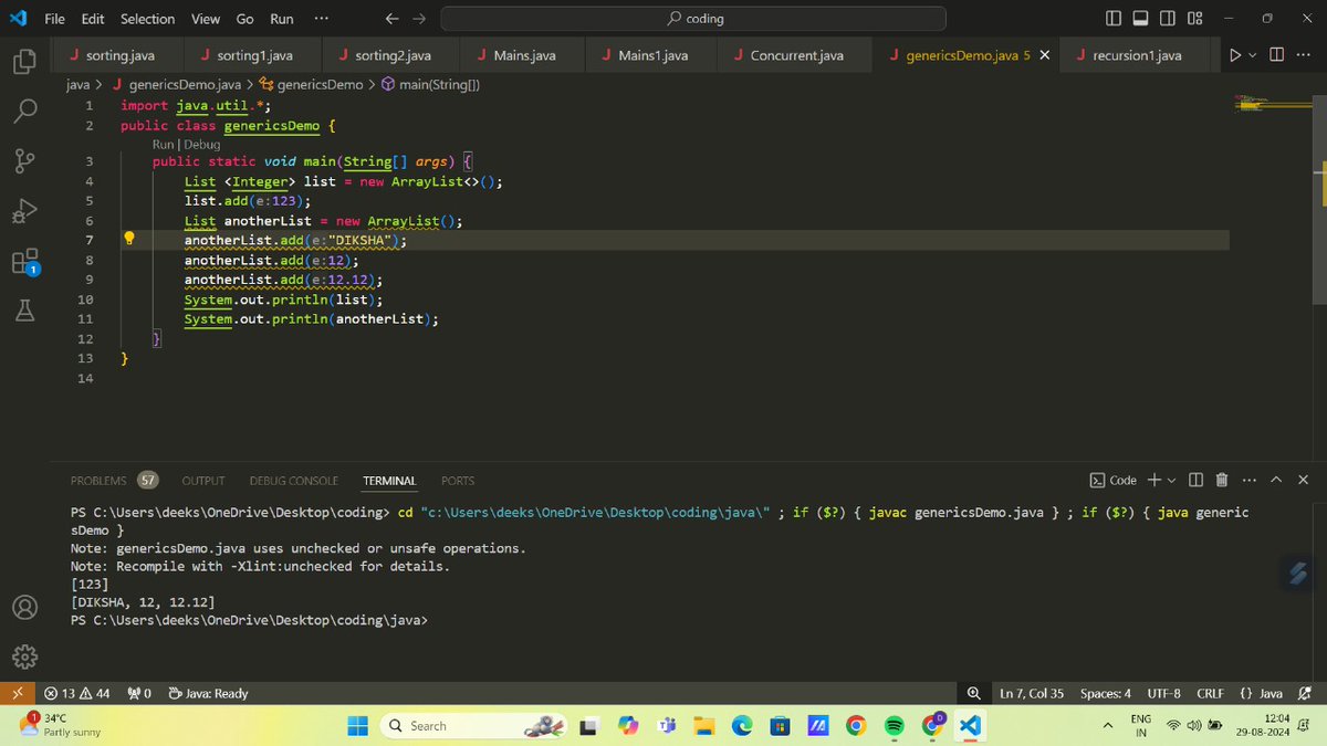Dsagar110125's tweet image. Day-21 of 25 days #javalearning
🎯 Generics in java