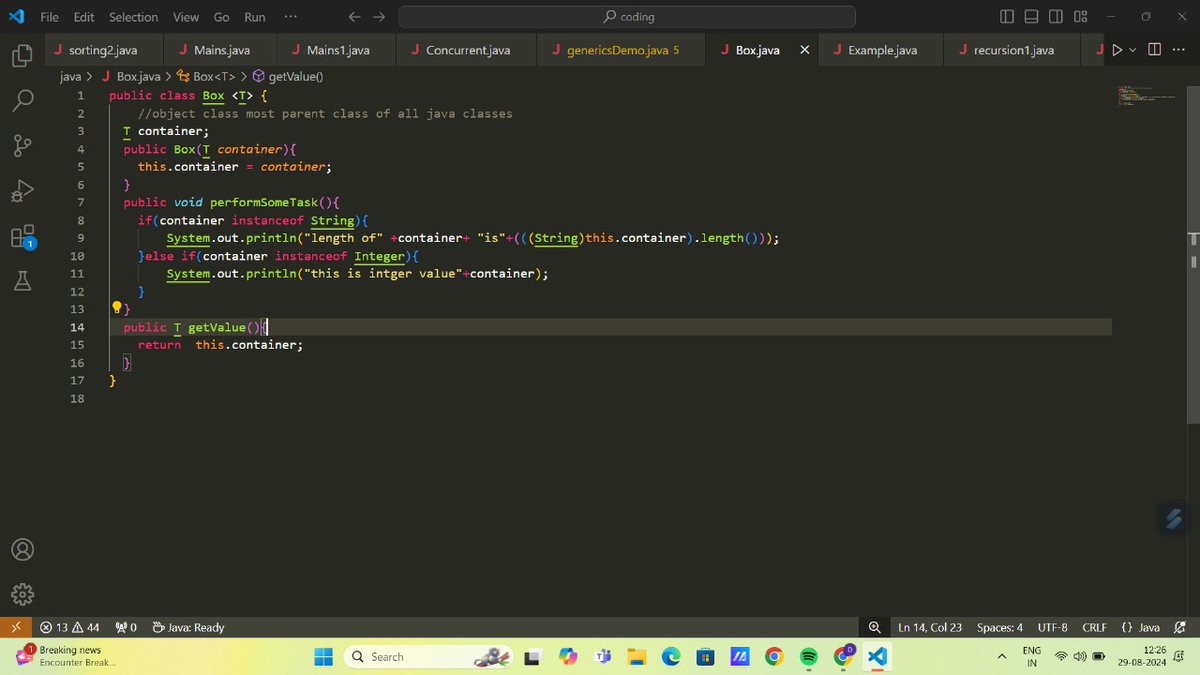 Dsagar110125's tweet image. Day-21 of 25 days #javalearning
🎯 Generics in java